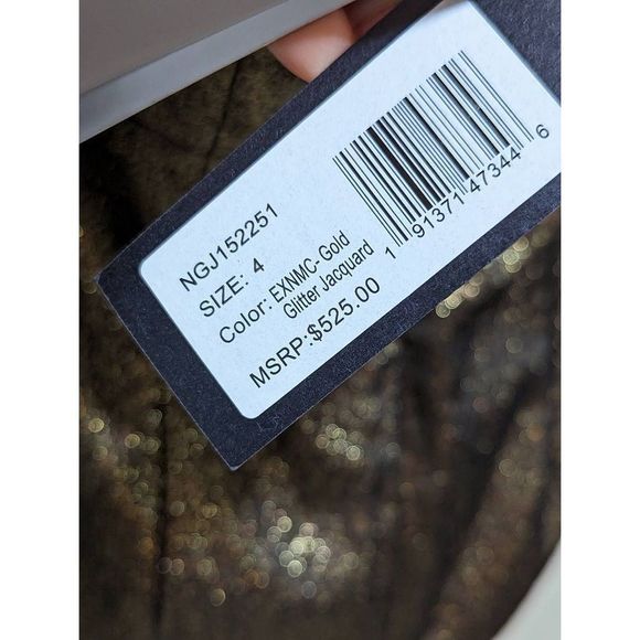 Halston Heritage Dress Size 4, NWT $525.00 Gold Off shoulder Cocktail Dress - Picture 2 of 9